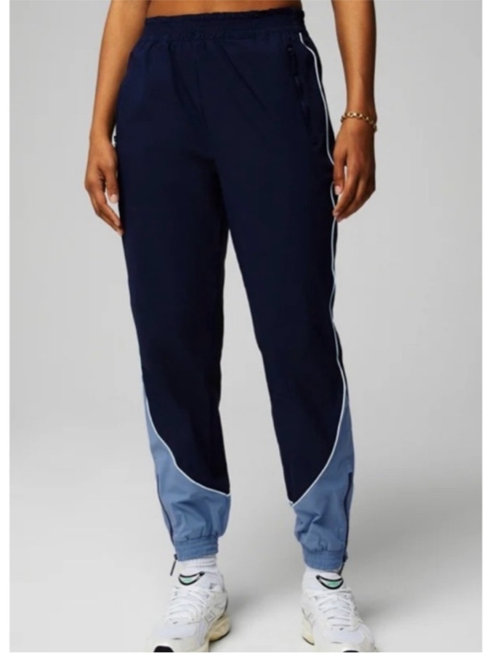 Fabletics Relay Track Pant 2X Navy Blue NWT Y2K Retro Nylon Sweatpants Joggers